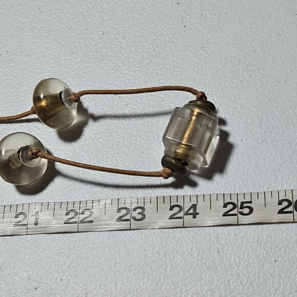 Vintage Boho Acrylic Brass Bead Necklace Brown Cord Statement Fashion Jewelry - Picture 6 of 6